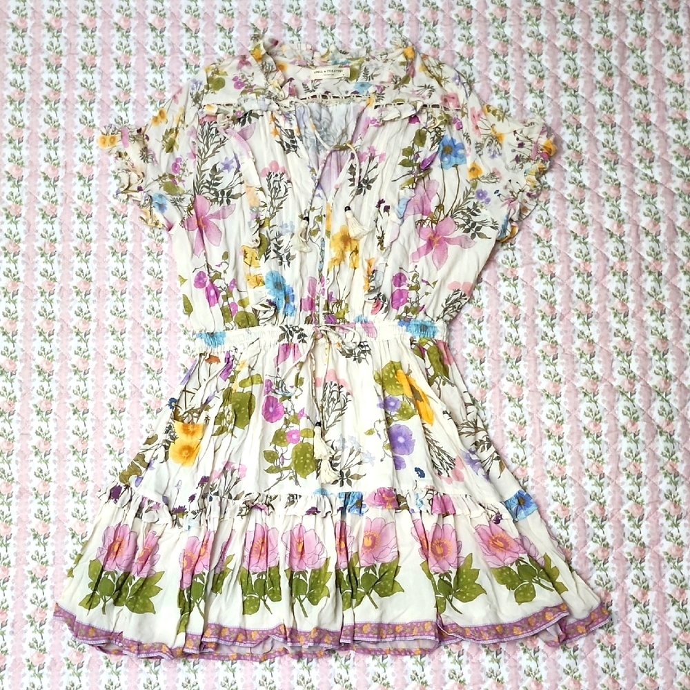 Spell Floral Tiered Mini Dress M